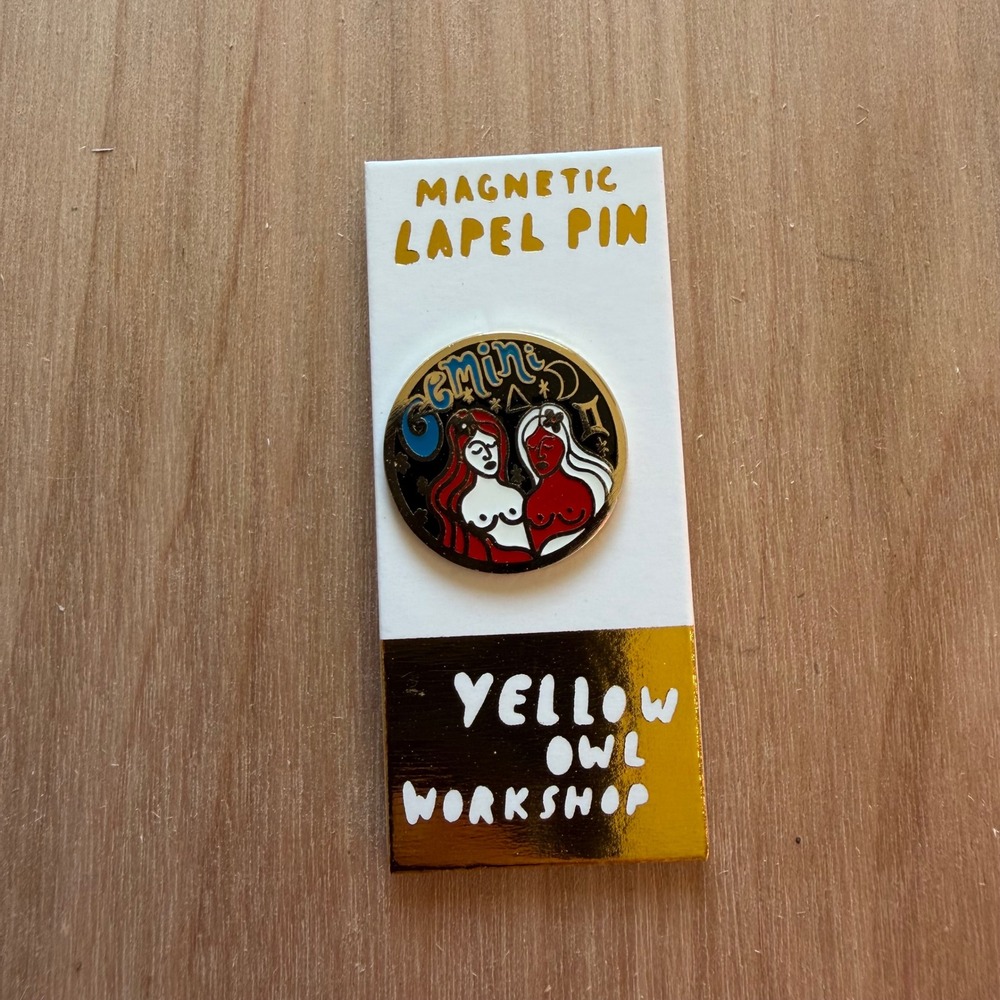 Yellow Owl Workshop Gemini Magnetic Lapel‎ Pin Gold Gilt Zodiac Women's OS NEW